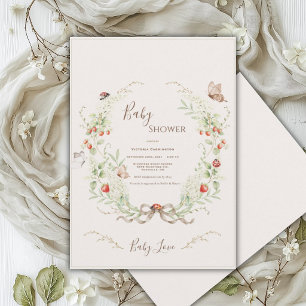 Invitation Lilas blancs Baby Shower fantaisiste vintage