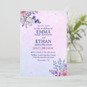 Invitation lilas bruyère prune lavande bleu mariage (Debout devant)