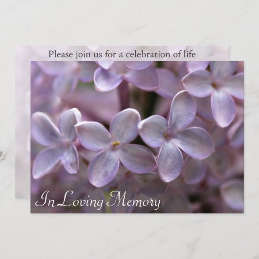 Invitation lilas d'enterrement de cérémonie (Devant / Derrière)
