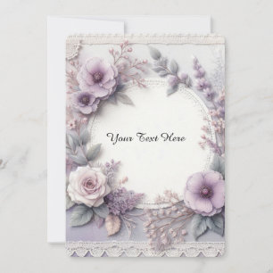 Invitation Lilas Français Élégant Floral et Dentelle