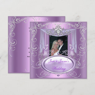 Invitation Lilas Mariage Violet Rose Argenté Orné Élégant