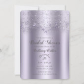 Invitation Lilas Papillon scintillant Baptême de mariage papi (Devant)