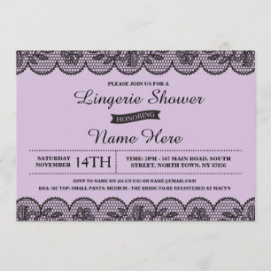 Invitation Lilas pourpre de dentelle d'invitation de douche