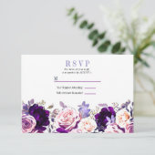 Invitation Lilas Pourpre & Rose Fleur Rose Blanche RSVP de Ma (Debout devant)