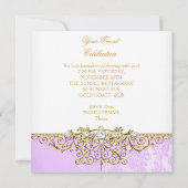 Invitation Lilas Violet Blanc Or Élégant Soirée (Dos)