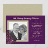 Invitation Lilas violet foncé Photo Mariage Anniversaire Evén (Devant / Derrière)