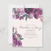 Invitation Lilas Violet Pourpre Floral Script Fête des Mères (Devant)