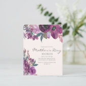 Invitation Lilas Violet Pourpre Floral Script Fête des Mères (Debout devant)
