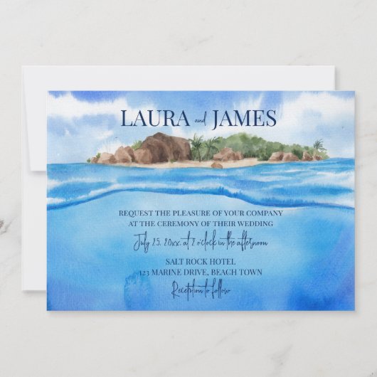 Invitation L'île tropicale de plage (Devant)