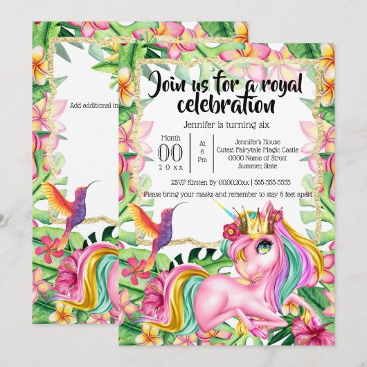 Invitation L'île tropicale des bois de la princesse magique u (Devant / Derrière)