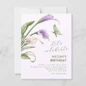 Invitation Liliacée violette florale anniversaire (Devant)