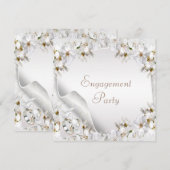 Invitation Liliers blancs, colombes et bandes Mariages Fiança (Devant / Derrière)