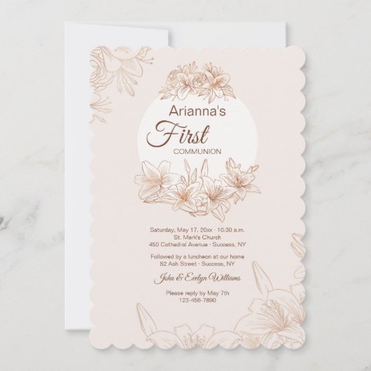 Invitation Liliers de la première communion (Devant)