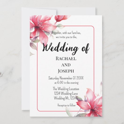 Invitation Lilies Mariage (Devant)