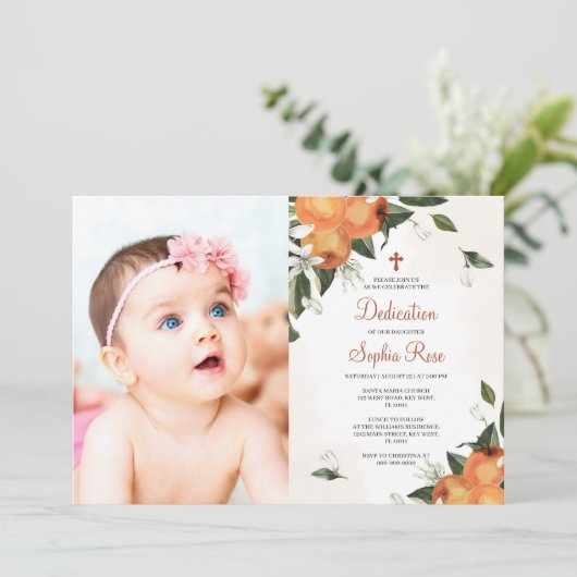 Invitation Lilies & Orange Floral (Debout devant)