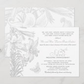 Invitation Lilies Papillon Noces d'argent 25e anniversaire de (Devant / Derrière)