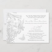 Invitation Lilies Papillons Argent 25e Anniversaire de Mariag (Devant)