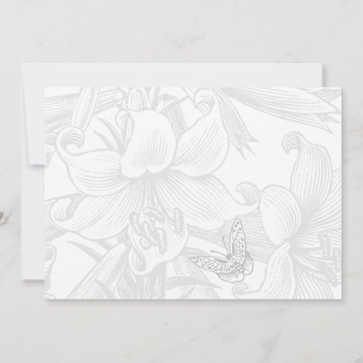 Invitation Lilies Papillons Argent 25e Anniversaire de Mariag (Dos)