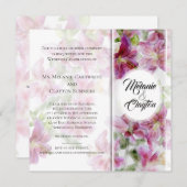 Invitation Lilies Stargazer Aquarelle (Devant / Derrière)