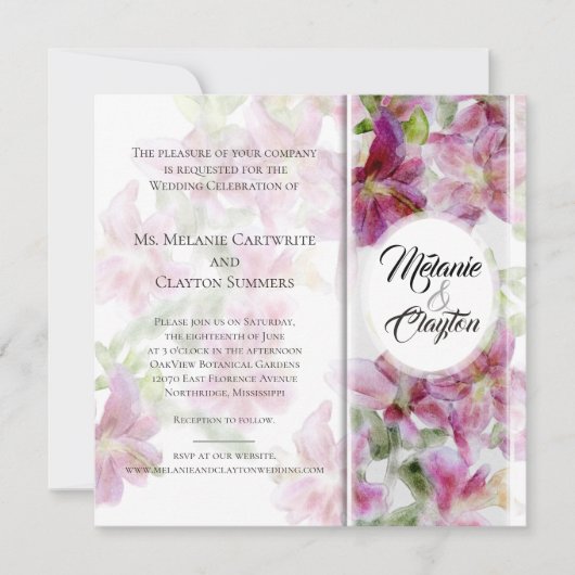 Invitation Liliums Stargazer Aquarelle (Devant)