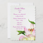 Invitation Lillies et anniversaire de bouquet de roses (Dos)
