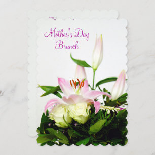 Invitation Lillies et brunch du jour de mère de bouquet de