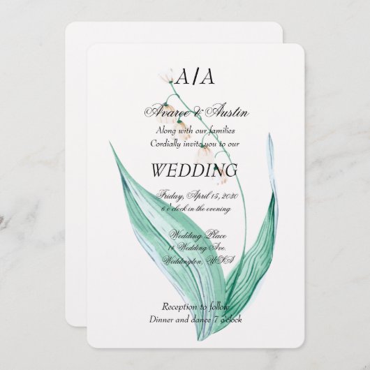 Invitation Lilly du Mariage de la Vallée (Devant / Derrière)