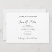 Invitation Lily de la Vallée Aquarelle Célébration de la Vie (Dos)