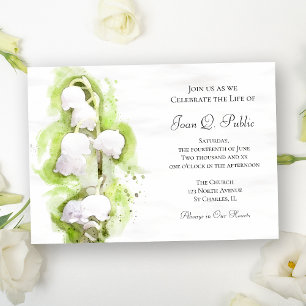 Invitation Lily de la Vallée Célébration de la Vie Memorial