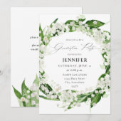 Invitation Lily de la Vallée White Floral Graduation Party (Devant / Derrière)