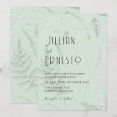 Invitation Lily de Vallée avec des fougères || Sage Green v2 (Devant / Derrière)