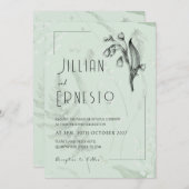 Invitation Lily de Vallée avec des fougères || Sage vert pers (Devant / Derrière)