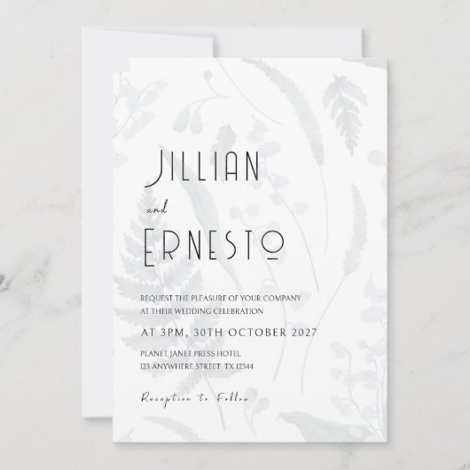 Invitation Lily de Valley || Avant et arrière botaniques de l (Devant)