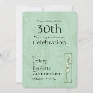 Invitation Lily de Valley avec fougères    Vert sauge personn