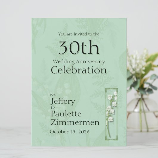 Invitation Lily de Valley avec fougères || Vert sauge personn (Debout devant)