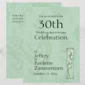 Invitation Lily de Valley avec fougères || Vert sauge sur mes (Devant / Derrière)