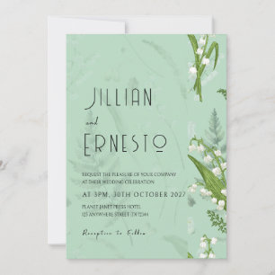 Invitation Lily de Valley    Vert doux avec bordure graphique