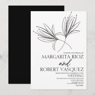 Invitation Lily Floral Dessinée à la Main Écriture Mariage