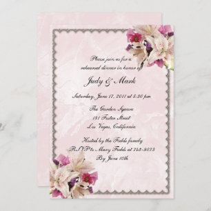 Invitation Lily Floral Marbre rose Mariage Dîner de répétitio