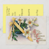 Invitation Lily Lys Ruban jaune (Devant / Derrière)