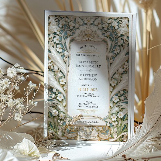 Invitation Lily of the Valley Art Nouveau Mariage