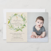 Invitation Lily Valley Gold Cross Formal Chic Photo Baptême (Devant)