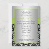 Invitation Lime, Argent et Black Damask Sweet 16 (Dos)