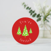 Invitation Lime Blanc Pois arbres de Noël (Debout devant)