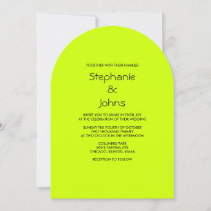 Invitation Lime coloré Vert noir Simple minimaliste Mariage
