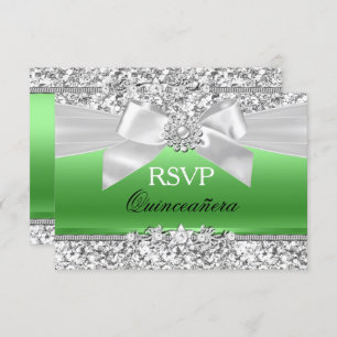 Invitation Lime d'argent Parties scintillant verte Bow Quince