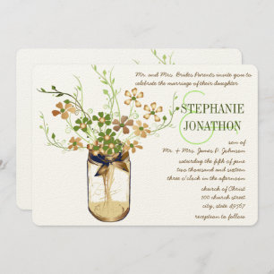Invitation Lime de cuivre Olive Mason Jar Wild Flower Mariage