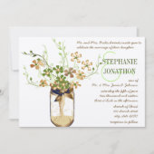 Invitation Lime de cuivre Olive Mason Jar Wild Flower Mariage (Devant)