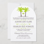 Invitation Lime Green Beach Palm Tree Destination Typographie (Devant)