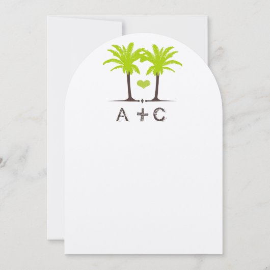 Invitation Lime Green Beach Palm Tree Destination Typographie (Dos)